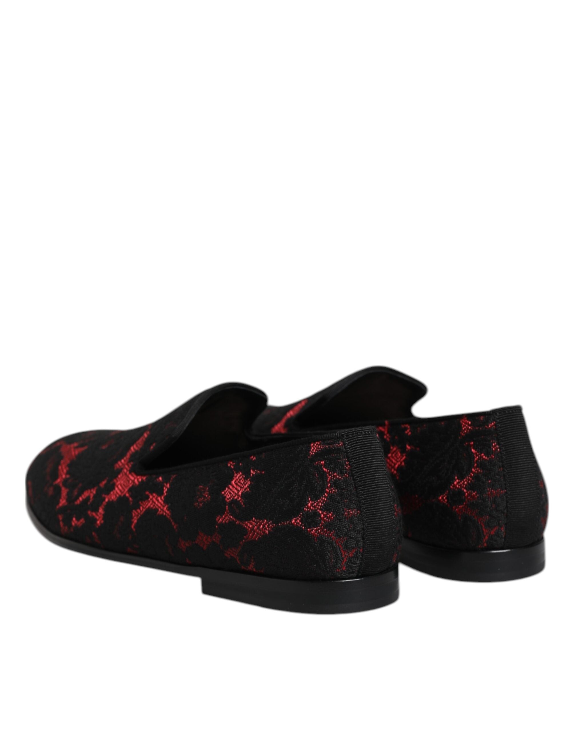 Scarpe Mocassini Slip On Jacquard Rosso Nero