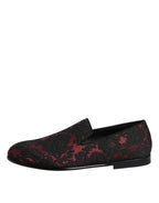 Scarpe Mocassini Slip On Jacquard Rosso Nero