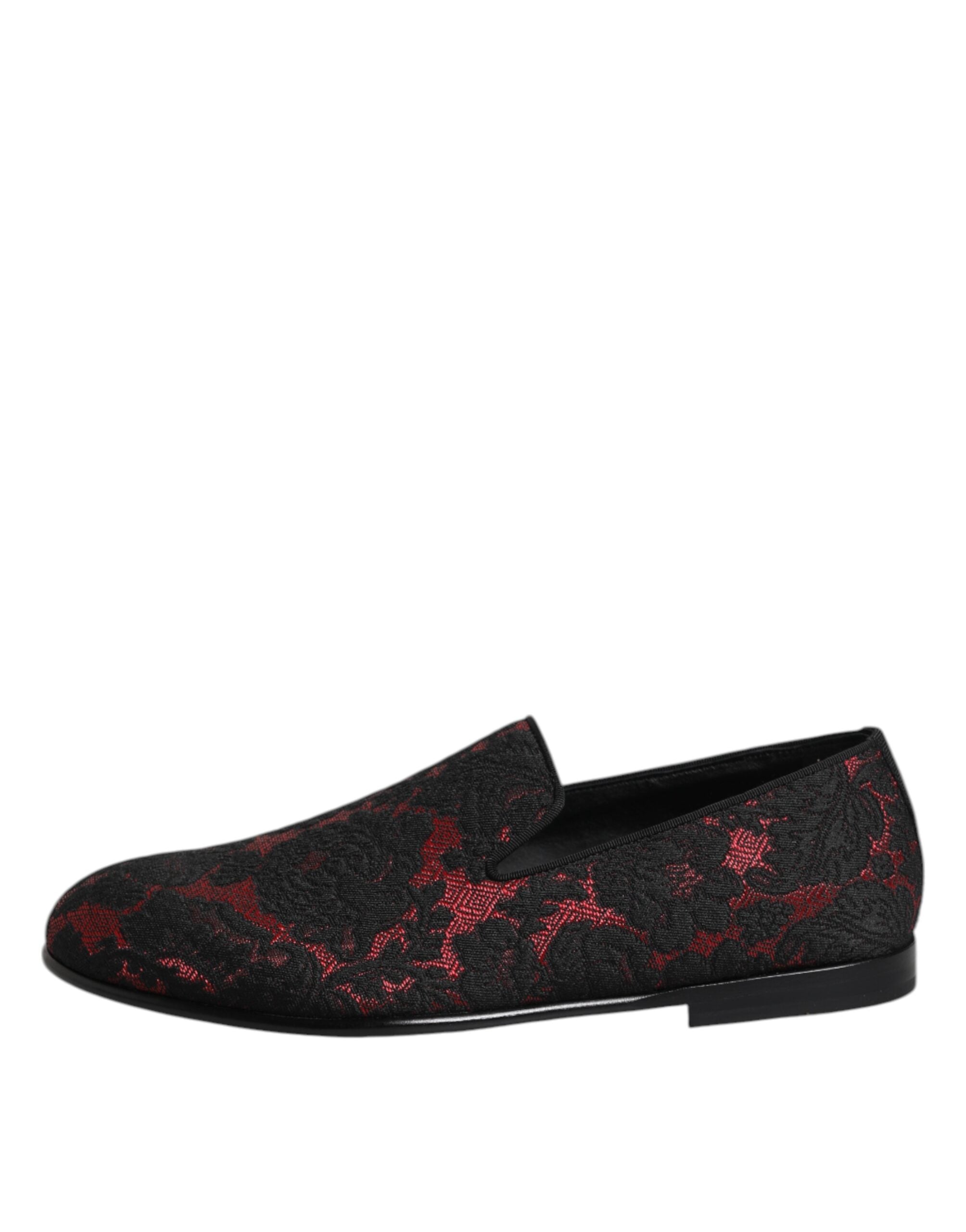 Scarpe Mocassini Slip On Jacquard Rosso Nero
