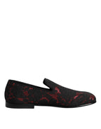 Scarpe Mocassini Slip On Jacquard Rosso Nero