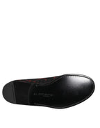 Scarpe Mocassini Slip On Jacquard Rosso Nero