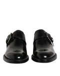 Schwarze Derby-Business-Schuhe mit Monk-Strap aus Leder