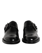 Schwarze Derby-Business-Schuhe mit Monk-Strap aus Leder
