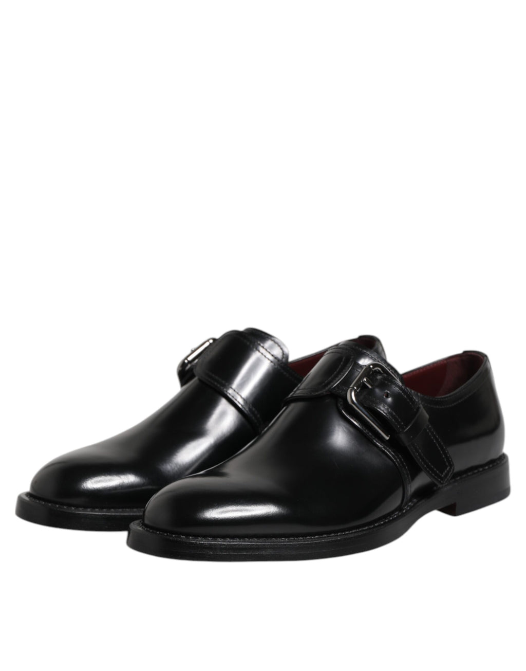 Schwarze Derby-Business-Schuhe mit Monk-Strap aus Leder