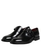Schwarze Derby-Business-Schuhe mit Monk-Strap aus Leder