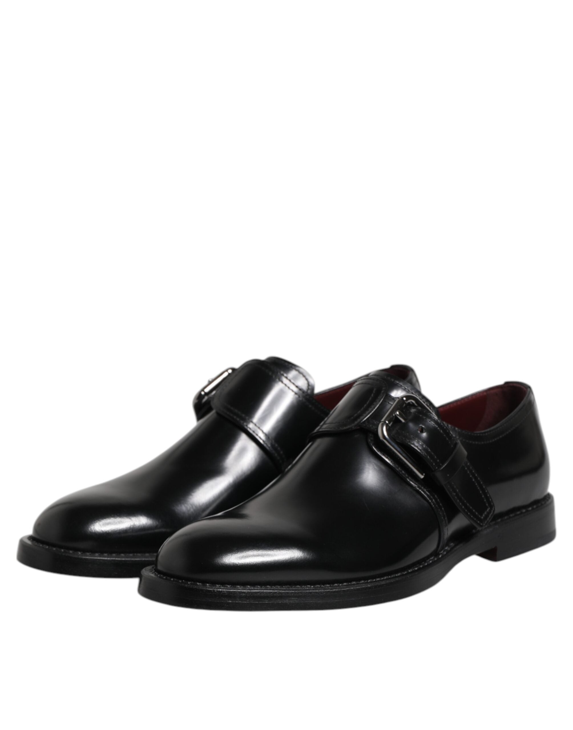 Schwarze Derby-Business-Schuhe mit Monk-Strap aus Leder
