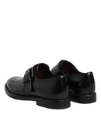 Schwarze Derby-Business-Schuhe mit Monk-Strap aus Leder