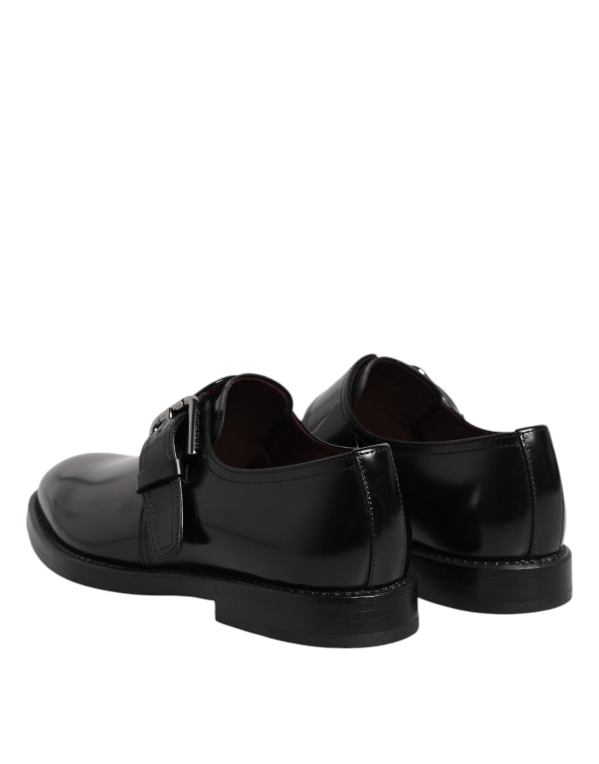 Schwarze Derby-Business-Schuhe mit Monk-Strap aus Leder