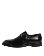 Schwarze Derby-Business-Schuhe mit Monk-Strap aus Leder