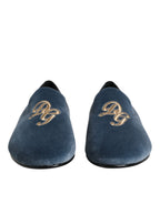 Blue Velvet DG Logo Slipper Formelle Schuhe