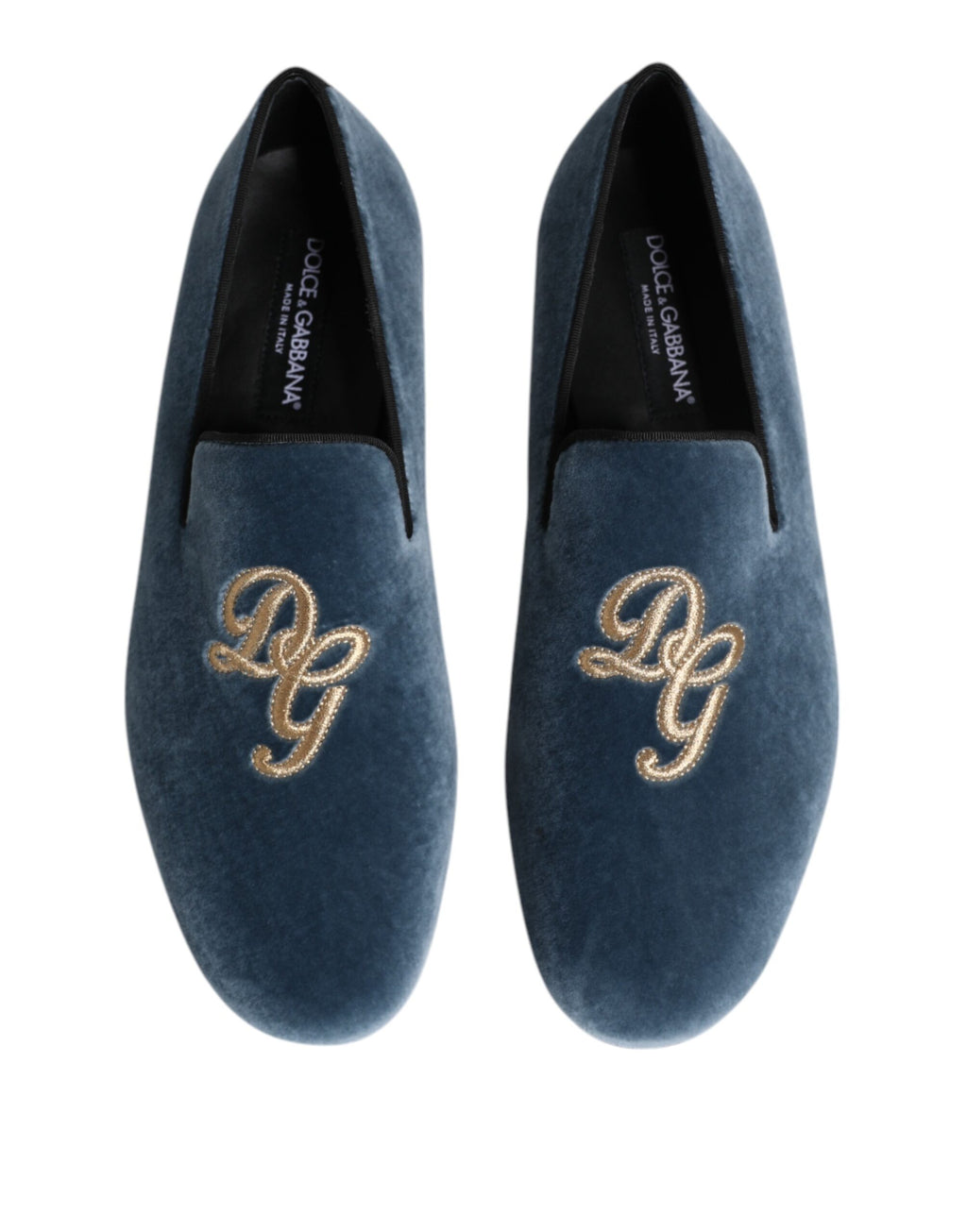 Blue Velvet DG Logo Slipper Formelle Schuhe