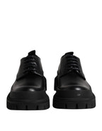 Black Leather Lace Up Derby Men Dress Shoes