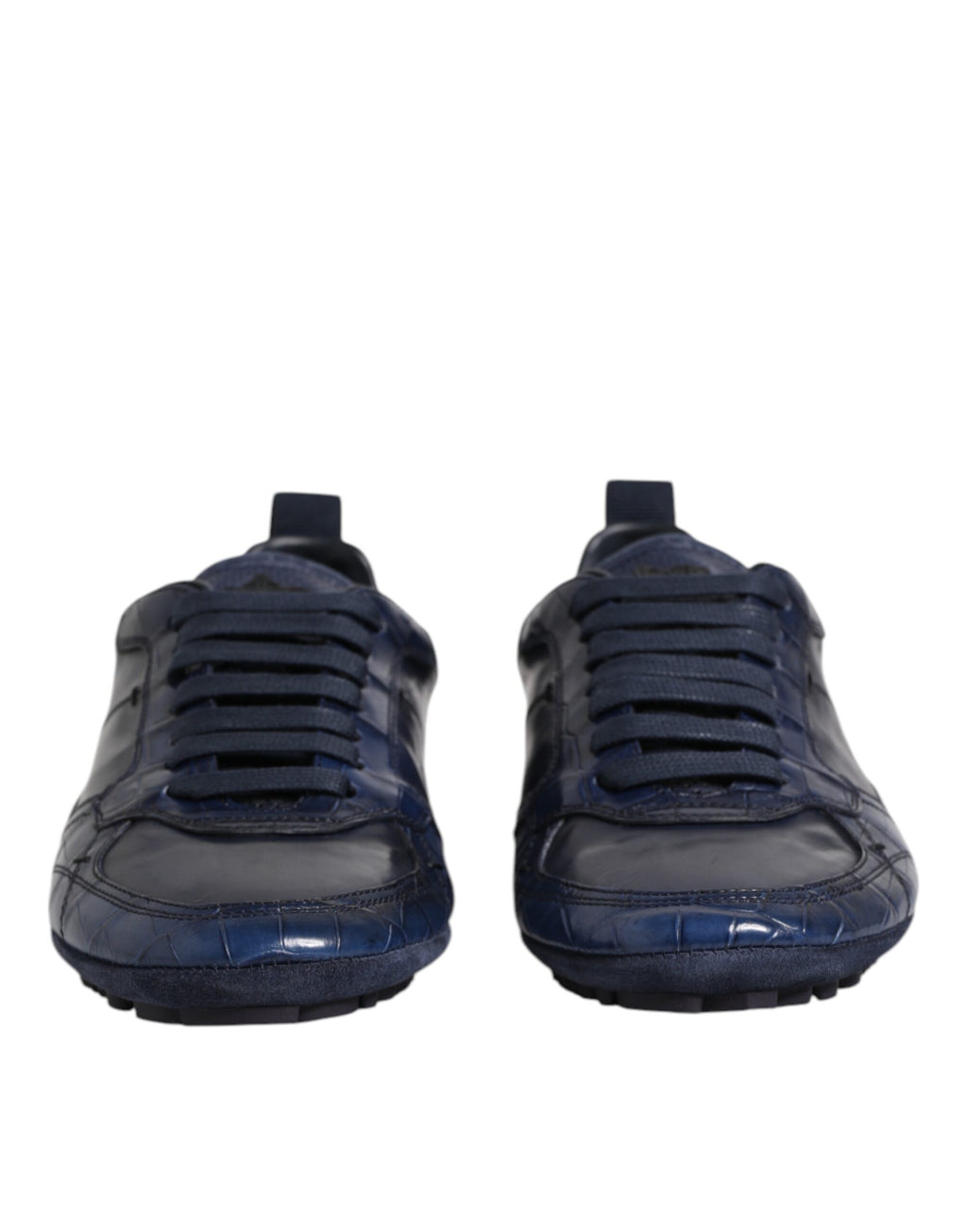 Dunkelblaue Herren-Sneakers aus Leder mit niedrigem Schaft