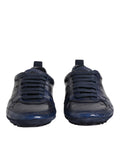 Dunkelblaue Herren-Sneakers aus Leder mit niedrigem Schaft