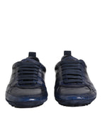 Dunkelblaue Herren-Sneakers aus Leder mit niedrigem Schaft