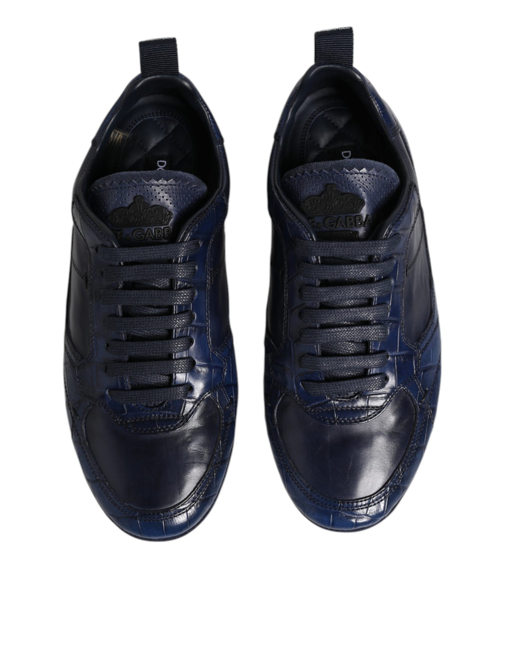 Dunkelblaue Herren-Sneakers aus Leder mit niedrigem Schaft