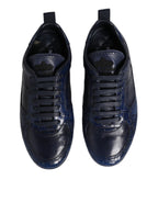 Dunkelblaue Herren-Sneakers aus Leder mit niedrigem Schaft