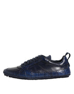 Dunkelblaue Herren-Sneakers aus Leder mit niedrigem Schaft