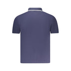 Blue Cotton Men Polo
