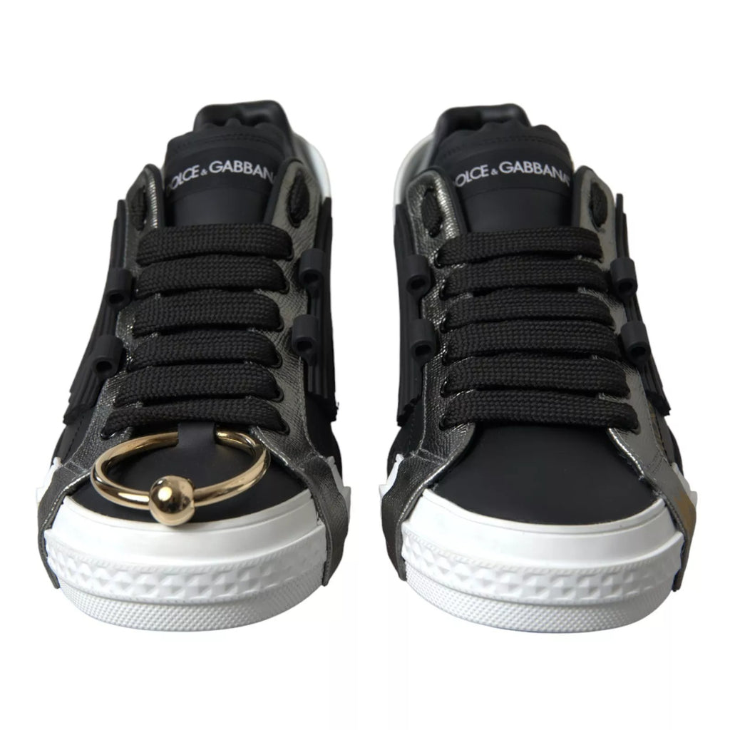 Sneaker Portofino aus schwarzem Leder