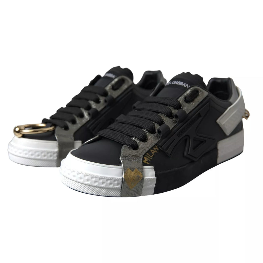 Sneaker Portofino aus schwarzem Leder