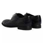 Dark Blue Leather Derby Wingtip Formal Shoes