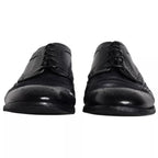 Dark Blue Leather Derby Wingtip Formal Shoes