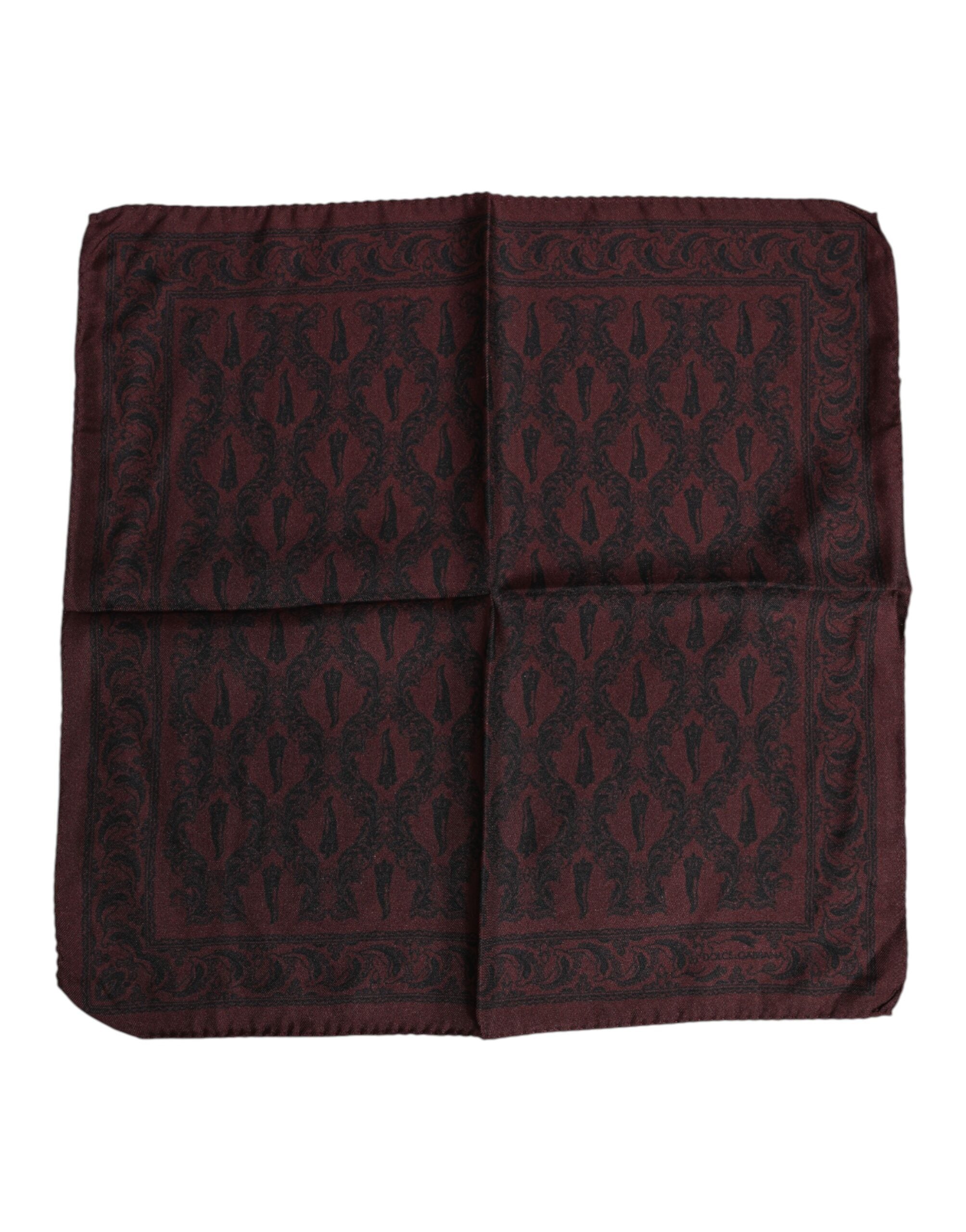 Maroon Schwarz Bedruckter Quadratischer Herren Foulard Schal