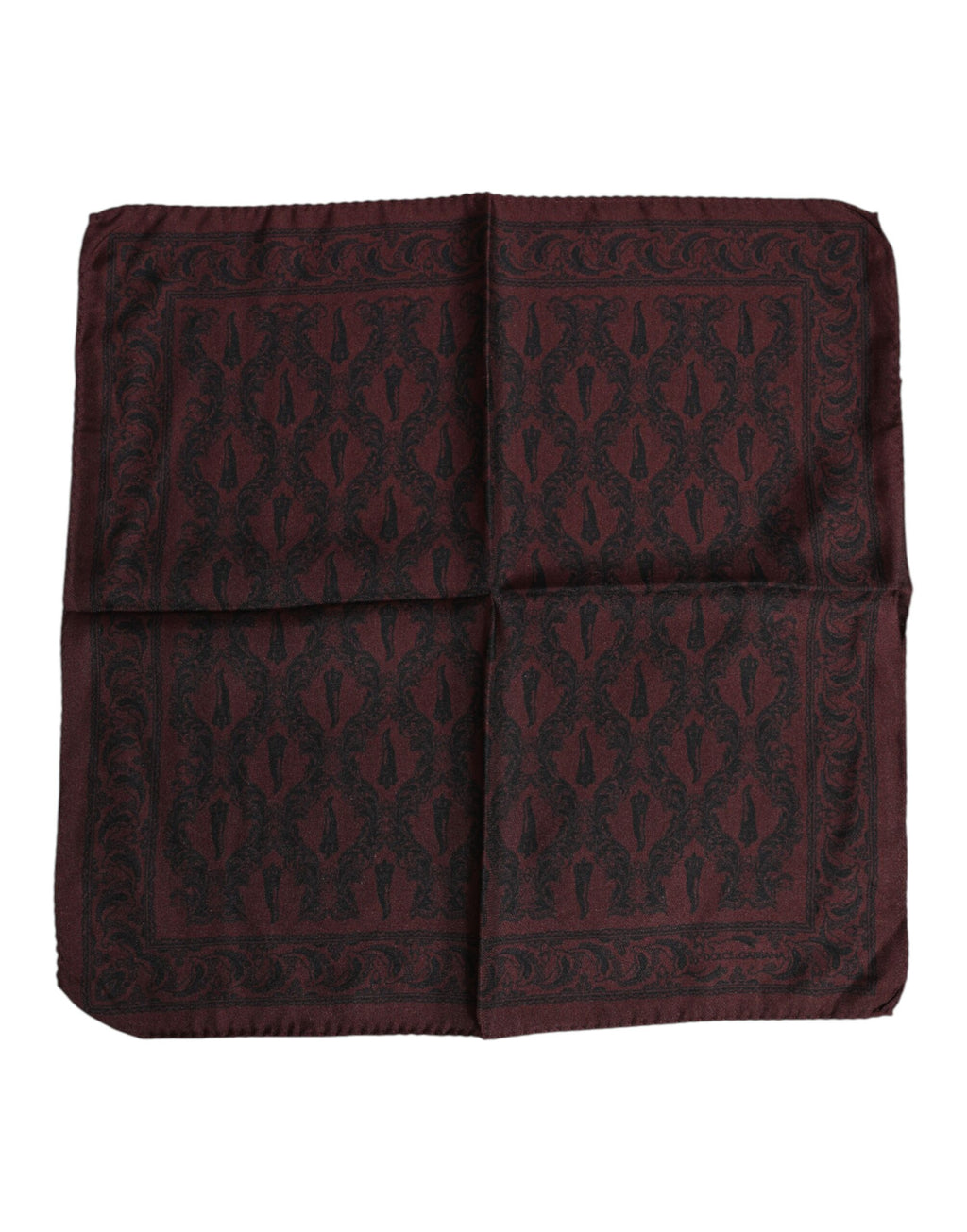 Maroon Schwarz Bedruckter Quadratischer Herren Foulard Schal