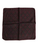 Maroon Schwarz Bedruckter Quadratischer Herren Foulard Schal