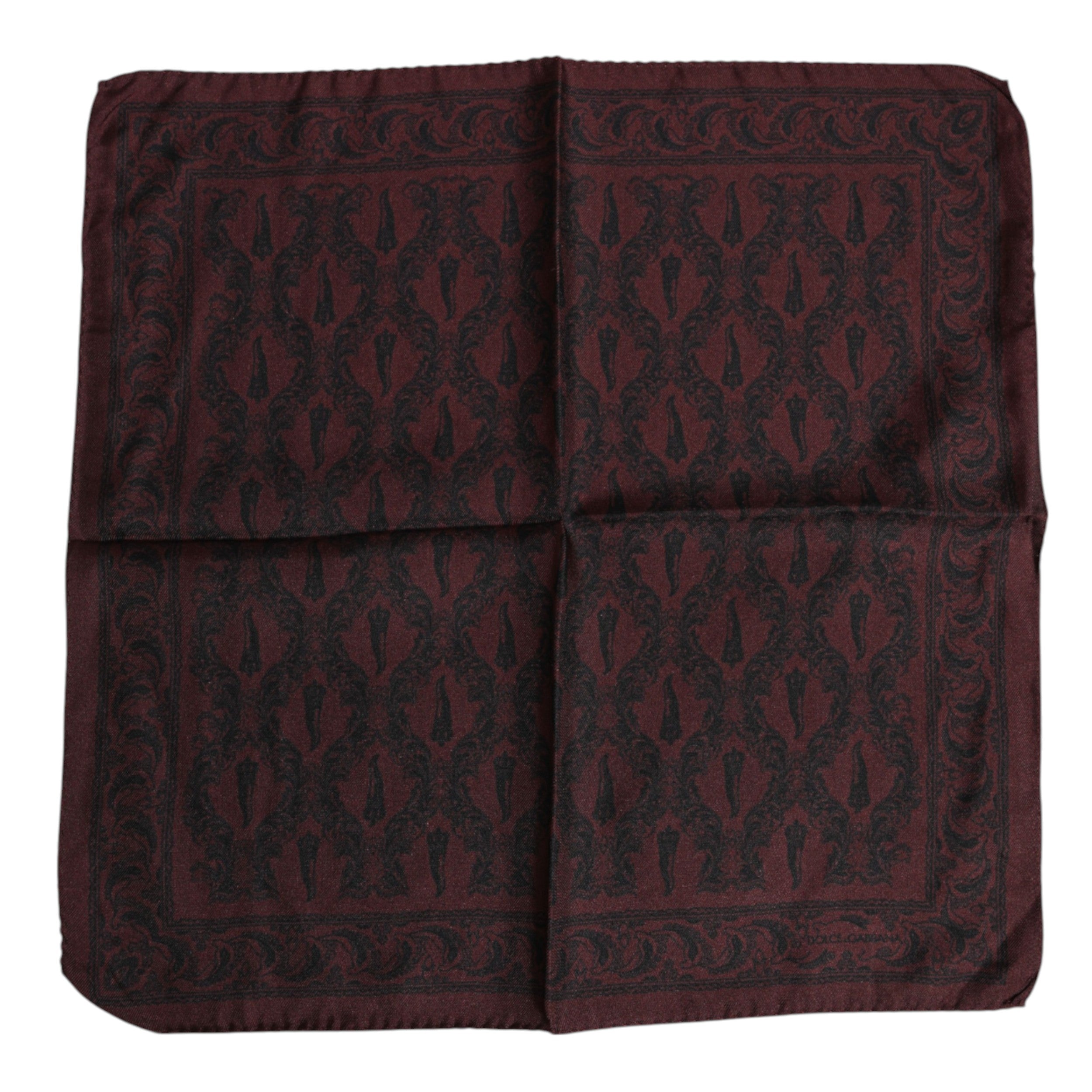 Maroon Schwarz Bedruckter Quadratischer Herren Foulard Schal