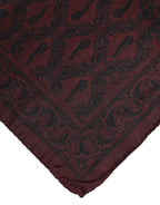 Maroon Schwarz Bedruckter Quadratischer Herren Foulard Schal