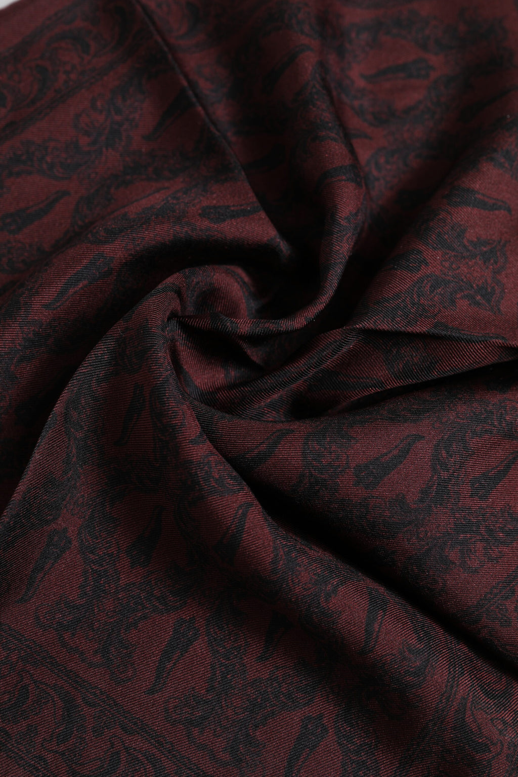 Maroon Schwarz Bedruckter Quadratischer Herren Foulard Schal