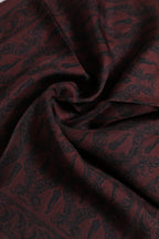 Maroon Schwarz Bedruckter Quadratischer Herren Foulard Schal