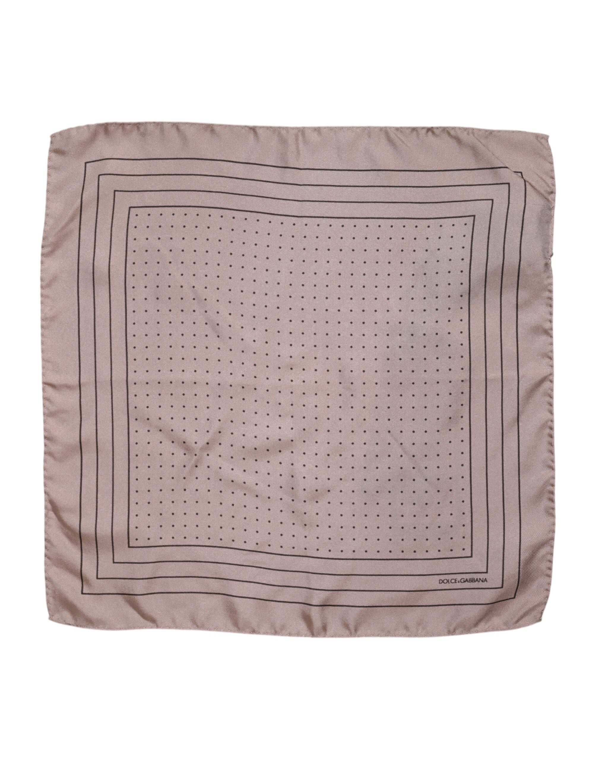 Beiger gepunkteter Herren-Foulard aus Seide