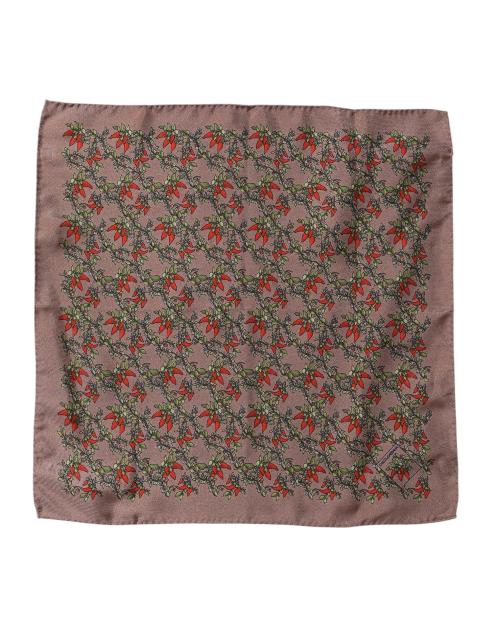 Foulard Silk Scarf for Men, Brown Chilies