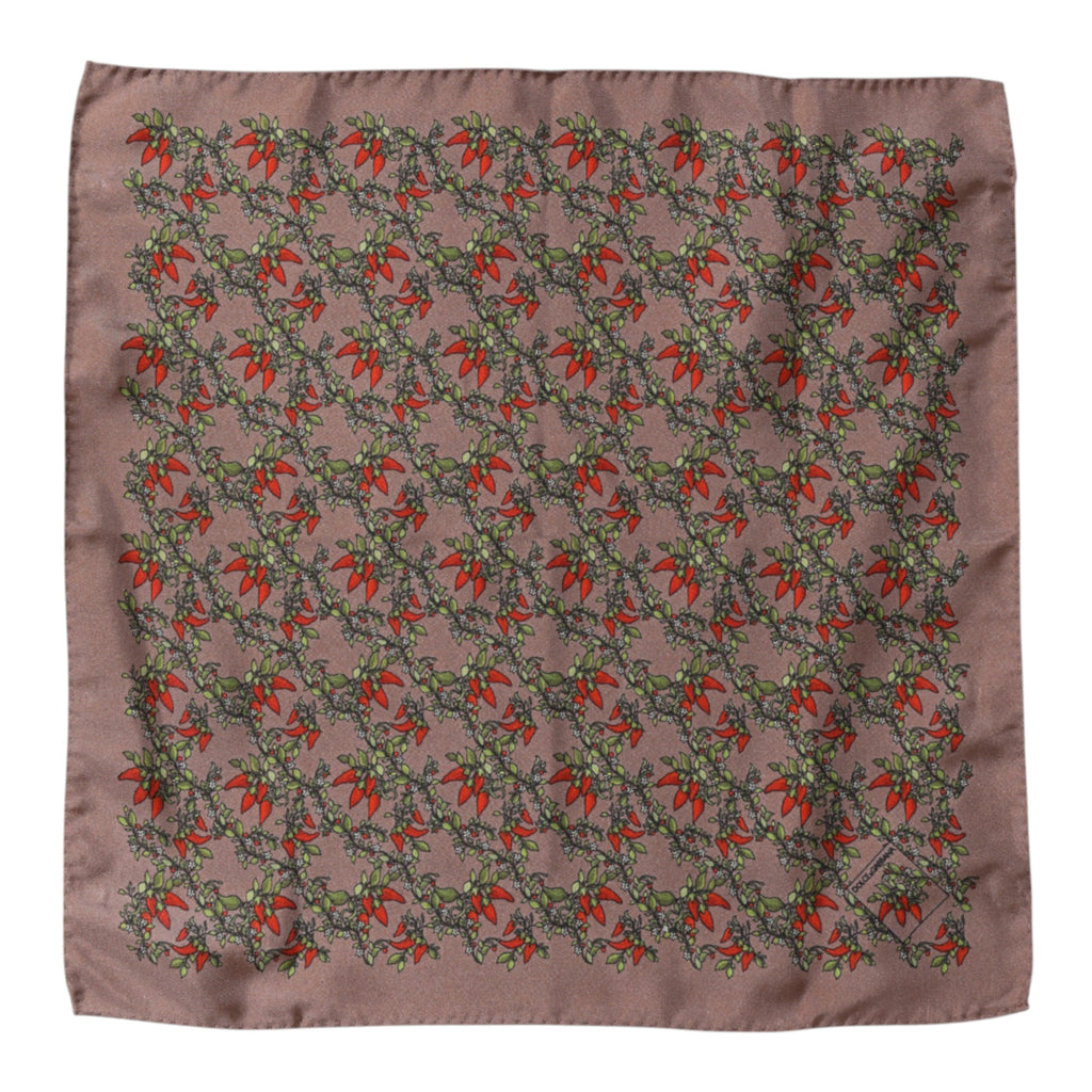 Foulard Silk Scarf for Men, Brown Chilies