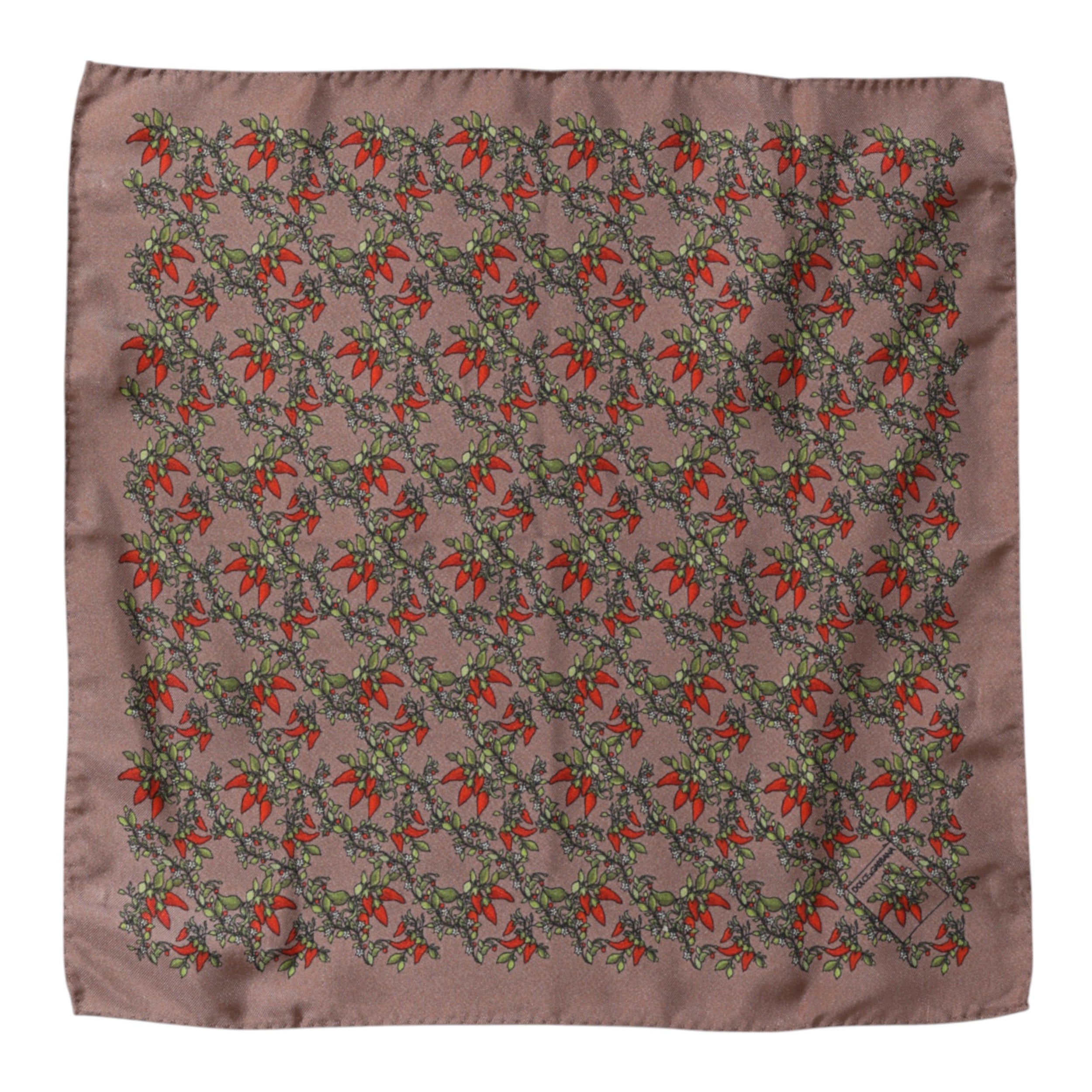 Foulard Silk Scarf for Men, Brown Chilies