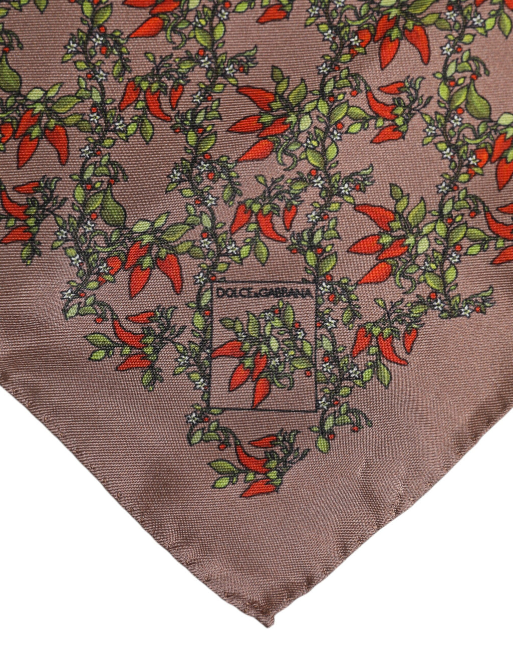 Foulard Silk Scarf for Men, Brown Chilies