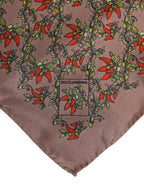 Foulard Silk Scarf for Men, Brown Chilies