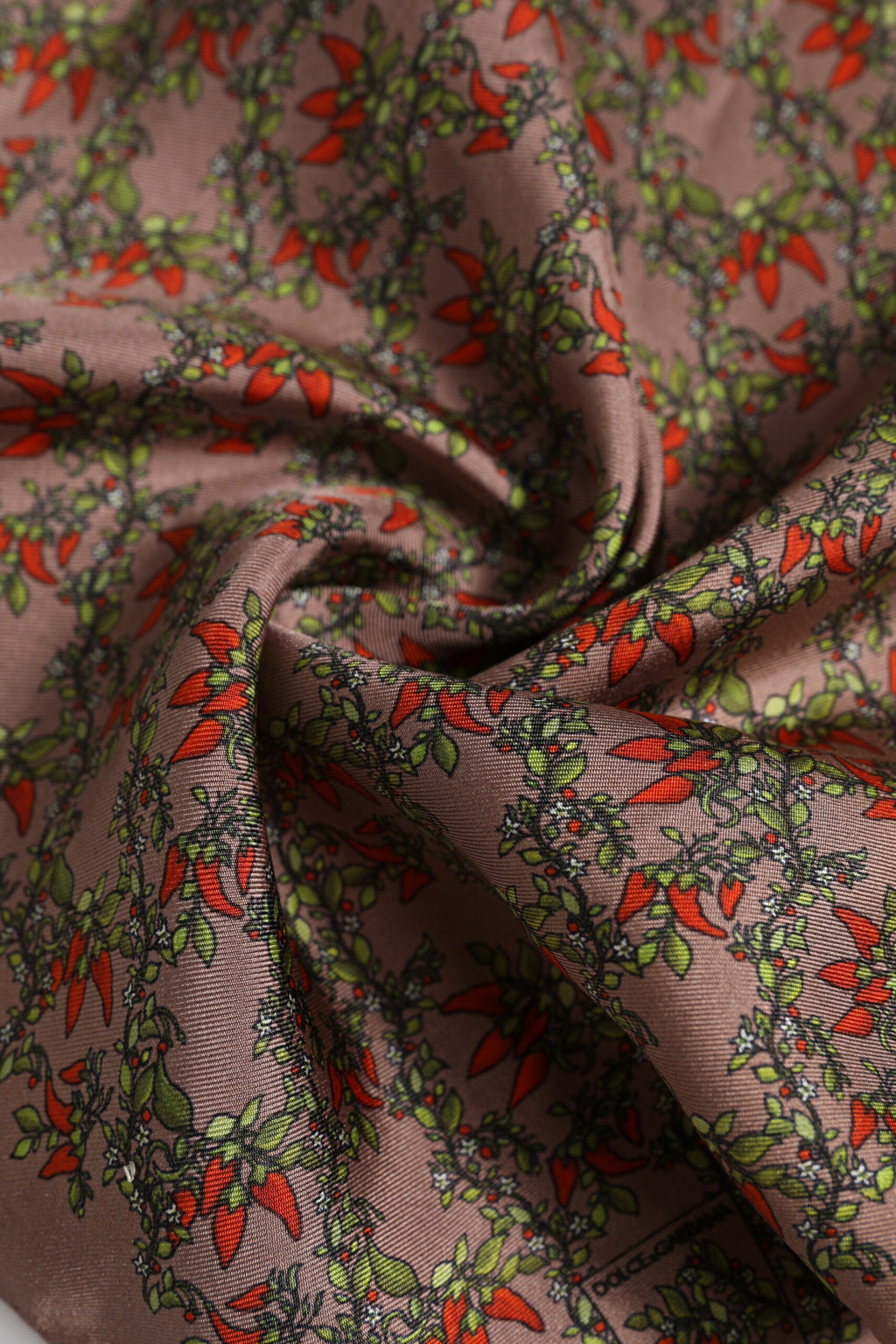 Foulard Silk Scarf for Men, Brown Chilies