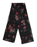 Black Floral Print Neck Warmer Wrap Scarf