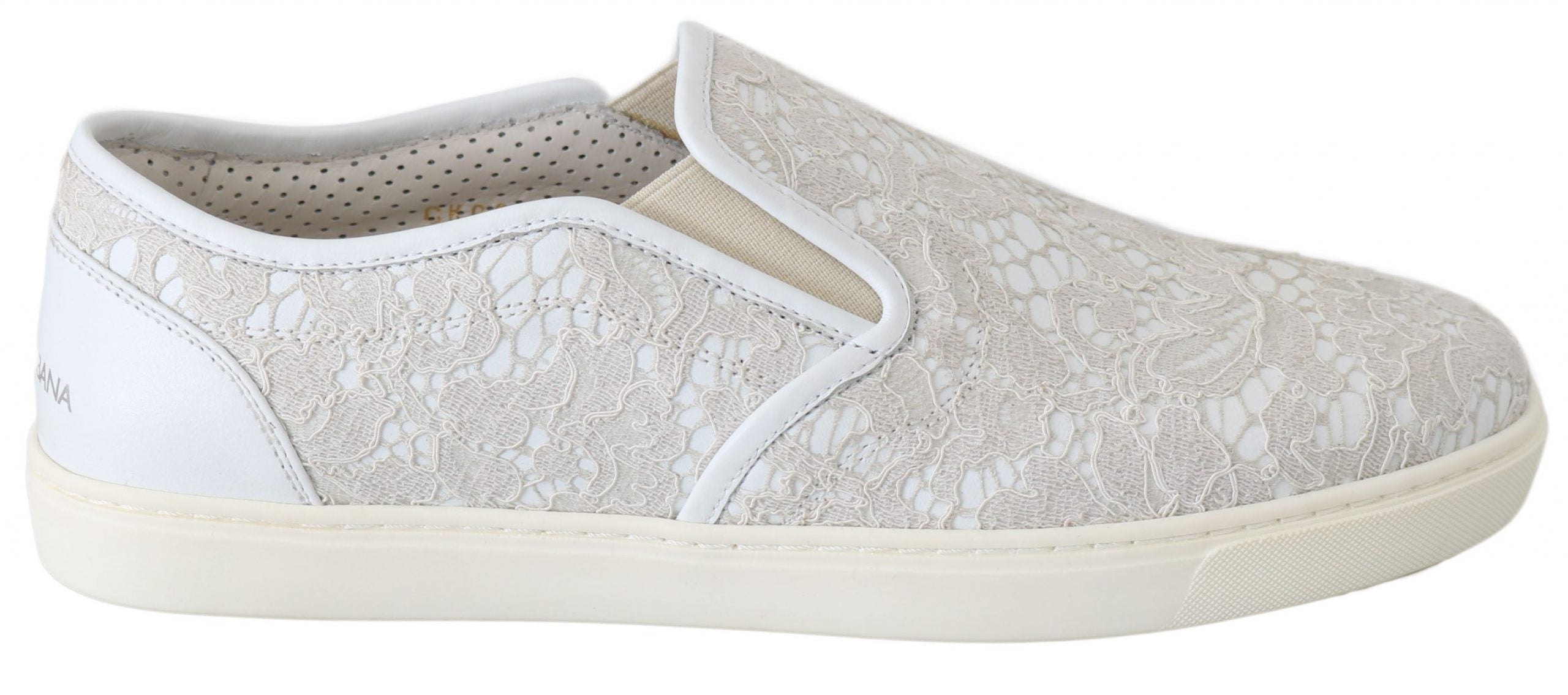 White Leather Lace Slip-On Loafers Shoes