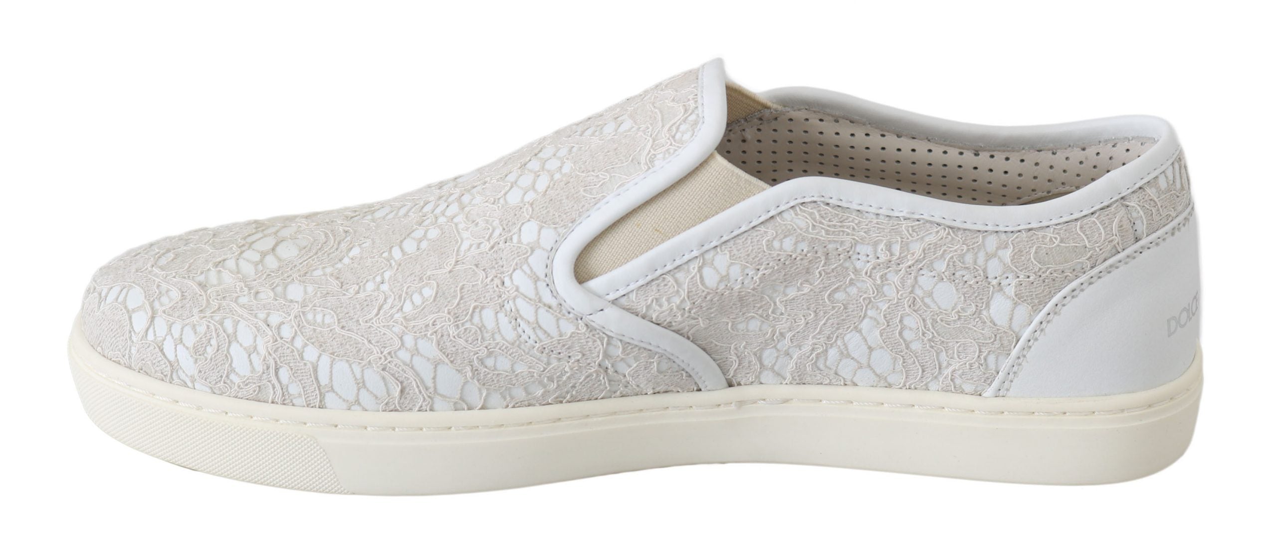 White Leather Lace Slip-On Loafers Shoes