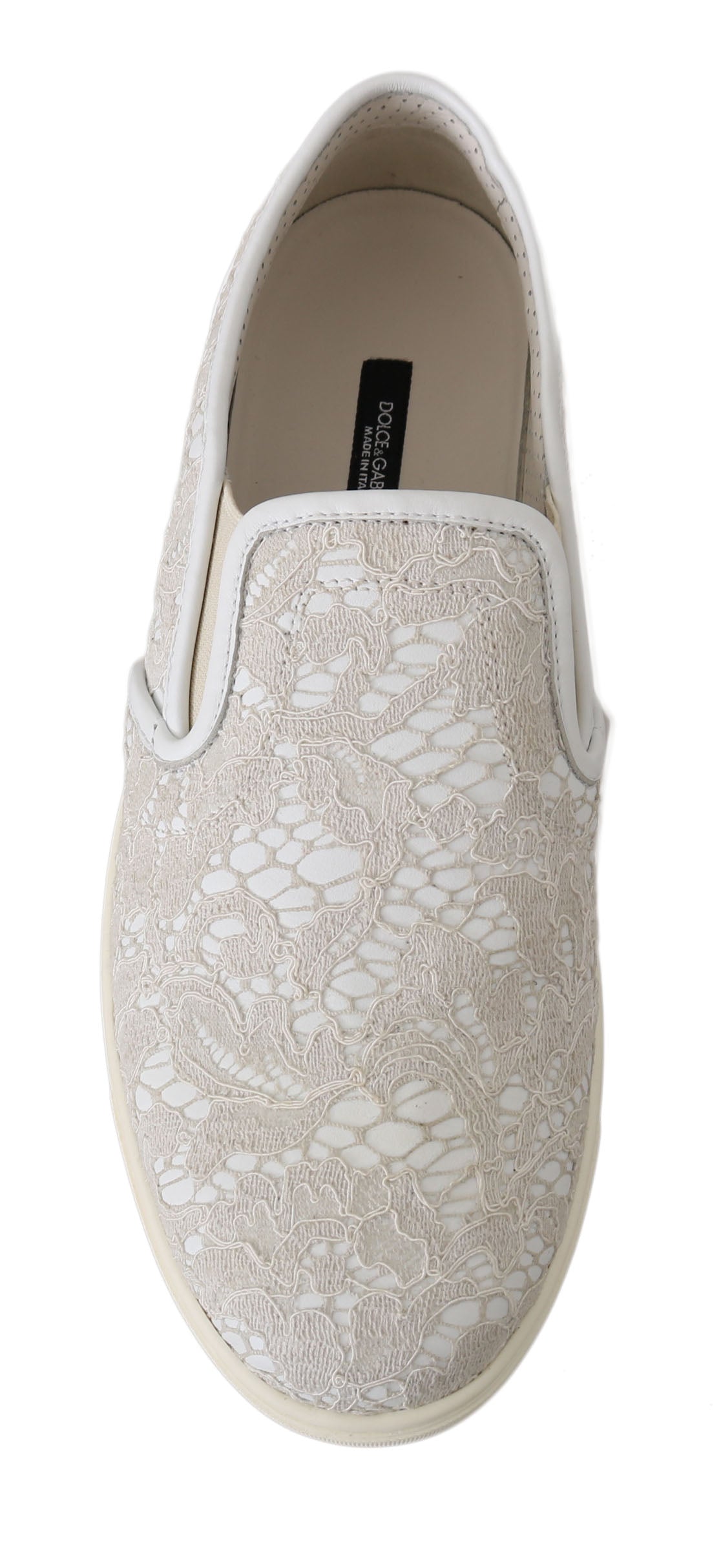 White Leather Lace Slip-On Loafers Shoes