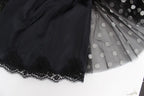 Black White Polka Dotted Ruffled Dress