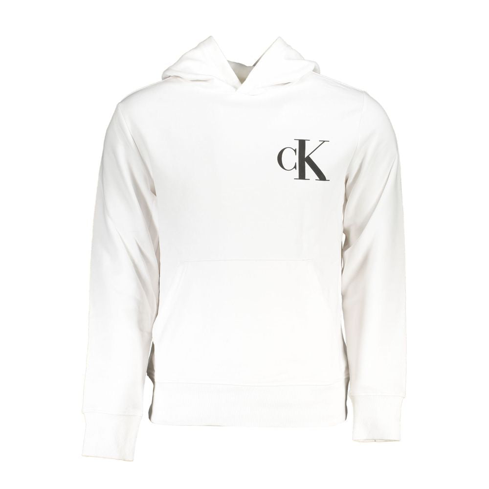 Weißer Herren-Pullover aus Baumwolle mit Kapuze