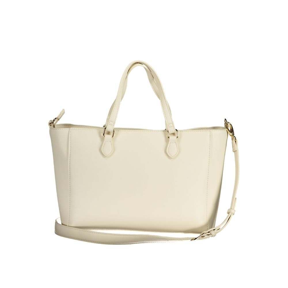 Weiße Damenhandtasche aus Polyurethan mit Henkeln