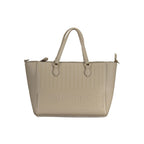 Beige Polyurethan-Damenhandtasche