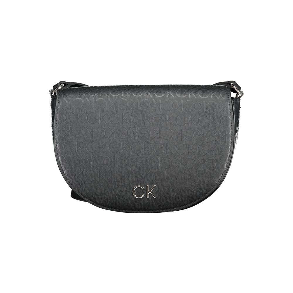 Schwarze Damen-Schultertasche aus Polyurethan